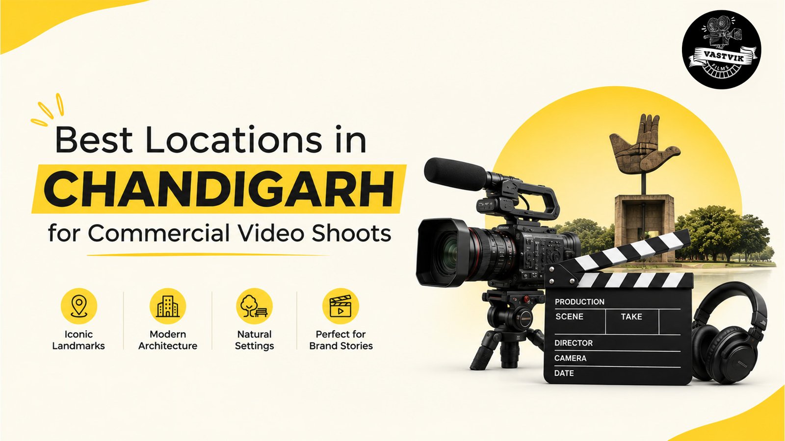 Best locations in Chandigarh for commercial video shoots with professional filming and iconic city landmarks.